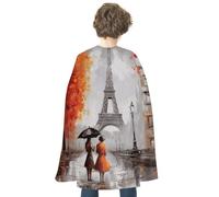 QMNBTES Eiffel Tower Paris Painting Halloween Cape Adult Reversible Medieval Cloak Renaissance Costume for Cosplay Party Masquerade