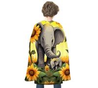 QMNBTES Elephant Sunflowers Halloween Cape Adult Reversible Medieval Cloak Renaissance Costume for Cosplay Party Masquerade