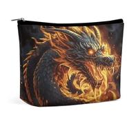 QMNBTES Fire Chinese Dragon Travel Makeup Bag Large Toiletry Bag for Women Waterproof Cosmetic Bags for Purse Portable Makeup Organizer Bags Cute Zipper Pouch Cosmetic Pouch Funny Travel Makeupbag