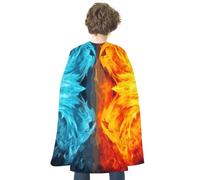 QMNBTES Fire Vs Ice Art Halloween Cape Adult Reversible Medieval Cloak Renaissance Costume for Cosplay Party Masquerade