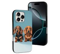 QMNBTES for iPhone 16 Pro Case Soft TPU Phone Cover Military Grade Drop Protection Anti-Fingerprint Three Dachshunds Cell Phone Case Shockproof Protective Cover for Women Men Girl, Black