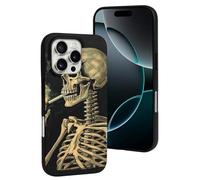 QMNBTES for iPhone 16 Pro Case Soft TPU Phone Cover Military Grade Drop Protection Anti-Fingerprint Strange Painting Cell Phone Case Shockproof Protective Cover for Women Men Girl, Black