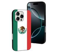 QMNBTES for iPhone 16 Pro Case Soft TPU Phone Cover Military Grade Drop Protection Anti-Fingerprint Flag of Mexico Cell Phone Case Shockproof Protective Cover for Women Men Girl, Black