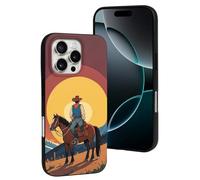 QMNBTES for iPhone 16 Pro Case Soft TPU Phone Cover Military Grade Drop Protection Anti-Fingerprint West Cowboy Cell Phone Case Shockproof Protective Cover for Women Men Girl, Black