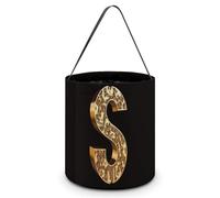 QMNBTES Gold Dollar Sign Halloween Tote Treat Bags Reusable Goodie Candy Bags with Handle Large Snack Baggies Tote Bucket for Gifts Wrapping Holiday Party Favor Supplies