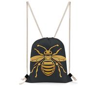 QMNBTES Golden Bee Insect Pattern Drawstring Backpack Foldable Gym Sackpack for Basketball Soccer Swim Yoga Sport Gear Beach