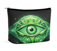 QMNBTES Green Evil Eye Travel Makeup Bag Large Toiletry Bag for Women Waterproof Cosmetic Bags for Purse Portable Makeup Organizer Bags Cute Zipper Pouch Cosmetic Pouch Funny Travel Makeupbag