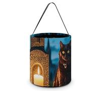 QMNBTES Guard The Tombstone Halloween Tote Treat Bags Reusable Goodie Candy Bags with Handle Large Snack Baggies Tote Bucket for Gifts Wrapping Holiday Party Favor Supplies