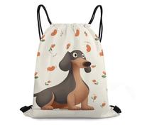 QMNBTES I Love My Dog Dachshunds Drawstring Backpack Foldable Gym Sackpack for Basketball Soccer Swim Yoga Sport Gear Beach