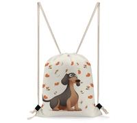 QMNBTES I Love My Dog Dachshunds Drawstring Backpack Foldable Gym Sackpack for Basketball Soccer Swim Yoga Sport Gear Beach