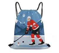 QMNBTES Ice Hockey Player Drawstring Backpack Foldable Gym Sackpack for Basketball Soccer Swim Yoga Sport Gear Beach