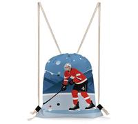 QMNBTES Ice Hockey Player Drawstring Backpack Foldable Gym Sackpack for Basketball Soccer Swim Yoga Sport Gear Beach
