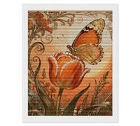 QMNBTES Monarch Tulip Blossom 5D Diamond Painting Kits for Adults Beginners DIY Diamond Art Kit Large Gem Painting Full Round Drill Diamonds Dots Gem Art Crafts for Home Wall Decor Gifts 16x20