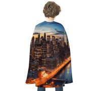 QMNBTES New York City Scenery Halloween Cape Adult Reversible Medieval Cloak Renaissance Costume for Cosplay Party Masquerade