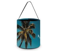 QMNBTES Palm Tree Hawaii Beach Halloween Tote Treat Bags Reusable Goodie Candy Bags with Handle Large Snack Baggies Tote Bucket for Gifts Wrapping Holiday Party Favor Supplies