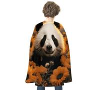 QMNBTES Panda And Sunflower Halloween Cape Adult Reversible Medieval Cloak Renaissance Costume for Cosplay Party Masquerade