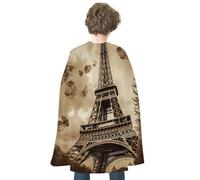 QMNBTES Paris Eiffel Tower Halloween Cape Adult Reversible Medieval Cloak Renaissance Costume for Cosplay Party Masquerade