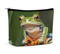 QMNBTES Peace Tree Frog Travel Makeup Bag Large Toiletry Bag for Women Waterproof Cosmetic Bags for Purse Portable Makeup Organizer Bags Cute Zipper Pouch Cosmetic Pouch Funny Travel Makeupbag