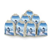 QMNBTES Penguin Antarctica Ice Drawstring Gift Bags 8PCS Muslin Bags Drawstring Bags Muslin Bags Fabric Gift Bags Small Drawstring Bags Cloth Gift Bags Gift Wrap Bags Drawstring Gift Pouch