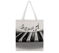 QMNBTES Piano Music Symbol Canvas Tote Bag for Women Men Reusable Shopping | Eco-Friendly