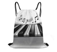 QMNBTES Piano Music Symbol Drawstring Backpack Foldable Gym Sackpack for Basketball Soccer Swim Yoga Sport Gear Beach