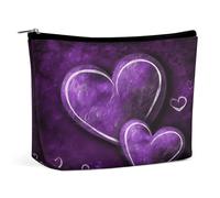 QMNBTES Purple Hearts Travel Makeup Bag Large Toiletry Bag for Women Waterproof Cosmetic Bags for Purse Portable Makeup Organizer Bags Cute Zipper Pouch Cosmetic Pouch Funny Travel Makeupbag
