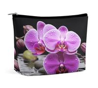 QMNBTES Purple Orchid Travel Makeup Bag Large Toiletry Bag for Women Waterproof Cosmetic Bags for Purse Portable Makeup Organizer Bags Cute Zipper Pouch Cosmetic Pouch Funny Travel Makeupbag