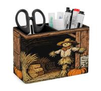 QMNBTES Rectangle Woodcut Harvest Barn Pen Holder Desktop Organizer