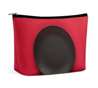 QMNBTES Red Black Plate Travel Makeup Bag Large Toiletry Bag for Women Waterproof Cosmetic Bags for Purse Portable Makeup Organizer Bags Cute Zipper Pouch Cosmetic Pouch Funny Travel Makeupbag