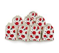 QMNBTES Red Black Spotted Ladybug Drawstring Gift Bags 8PCS Muslin Bags Drawstring Bags Muslin Bags Fabric Gift Bags Small Drawstring Bags Cloth Gift Bags Gift Wrap Bags Drawstring Gift Pouch