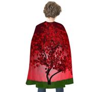 QMNBTES Red Cherry Blossom Halloween Cape Adult Reversible Medieval Cloak Renaissance Costume for Cosplay Party Masquerade