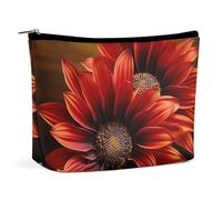 QMNBTES Red Sunflower Travel Makeup Bag Large Toiletry Bag for Women Waterproof Cosmetic Bags for Purse Portable Makeup Organizer Bags Cute Zipper Pouch Cosmetic Pouch Funny Travel Makeupbag