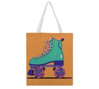 QMNBTES Retro Roller Skates Colorful Canvas Tote Bag for Women Men Reusable | Eco-Friendly