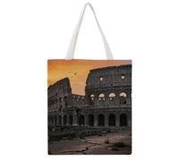 QMNBTES Roman Colosseum Canvas Tote Bag for Women Men Reusable Shopping | Eco-Friendly