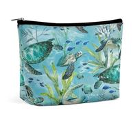 QMNBTES Sea Turtle-Blue Travel Makeup Bag Large Toiletry Bag for Women Waterproof Cosmetic Bags for Purse Portable Makeup Organizer Bags Cute Zipper Pouch Cosmetic Pouch Funny Travel Makeupbag