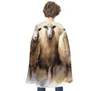 QMNBTES Sheeps Watercolor Halloween Cape Adult Reversible Medieval Cloak Renaissance Costume for Cosplay Party Masquerade