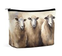 QMNBTES Sheeps Watercolor Travel Makeup Bag Large Toiletry Bag for Women Waterproof Cosmetic Bags for Purse Portable Makeup Organizer Bags Cute Zipper Pouch Cosmetic Pouch Funny Travel Makeupbag
