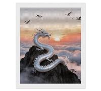 QMNBTES Silver Dragon Circling 5D Diamond Painting Kits for Adults Beginners DIY Diamond Art Kit Large Gem Painting Full Round Drill Diamonds Dots Gem Art Crafts for Home Wall Decor Gifts 16x20