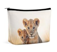 QMNBTES Small Lion Travel Makeup Bag Large Toiletry Bag for Women Waterproof Cosmetic Bags for Purse Portable Makeup Organizer Bags Cute Zipper Pouch Cosmetic Pouch Funny Travel Makeupbag