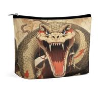 QMNBTES Snake Open Mouth Travel Makeup Bag Large Toiletry Bag for Women Waterproof Cosmetic Bags for Purse Portable Makeup Organizer Bags Cute Zipper Pouch Cosmetic Pouch Funny Travel Makeupbag