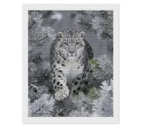 QMNBTES Snow Leopard in Pine 5D Diamond Painting Kits for Adults Beginners DIY Diamond Art Kit Large Gem Painting Full Round Drill Diamonds Dots Gem Art Crafts for Home Wall Decor Gifts 16x20