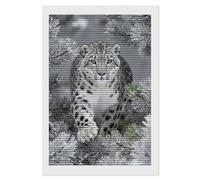 QMNBTES Snow Leopard in Pine 5D Diamond Painting Kits for Adults Beginners DIY Diamond Art Kit Large Gem Painting Full Round Drill Diamonds Dots Gem Art Crafts for Home Wall Decor Gifts 8x12