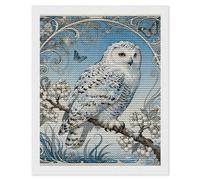 QMNBTES Snowy Owl Cornus 5D Diamond Painting Kits for Adults Beginners DIY Diamond Art Kit Large Gem Painting Full Round Drill Diamonds Dots Gem Art Crafts for Home Wall Decor Gifts 16x20