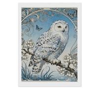 QMNBTES Snowy Owl Cornus 5D Diamond Painting Kits for Adults Beginners DIY Diamond Art Kit Large Gem Painting Full Round Drill Diamonds Dots Gem Art Crafts for Home Wall Decor Gifts 12x16