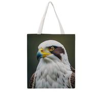 QMNBTES Spear Falcon White Eagle Canvas Tote Bag for Women Men Reusable