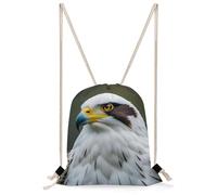 QMNBTES Spear Falcon White Eagle Drawstring Backpack Foldable Gym Sackpack for Basketball Soccer Swim Yoga Sport Gear Beach