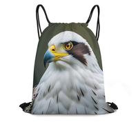 QMNBTES Spear Falcon White Eagle Drawstring Backpack Foldable Gym Sackpack for Basketball Soccer Swim Yoga Sport Gear Beach