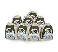QMNBTES Spear Falcon, White Eagle Drawstring Gift Bags 8PCS Muslin Bags Drawstring Bags Muslin Bags Fabric Gift Bags Small Drawstring Bags Cloth Gift Bags Gift Wrap Bags Drawstring Gift Pouch