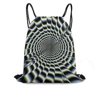 QMNBTES Spiral Optical Illusion Gif Drawstring Backpack Foldable Gym Sackpack for Basketball Soccer Swim Yoga Sport Gear Beach