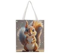 QMNBTES Squirrel Canvas Tote Bag for Women Men Reusable Shopping Bags with Handles Quilted Utility Tote Casual Shoulder Handbag for Grocery Beach Work Gym Picnic Diaper